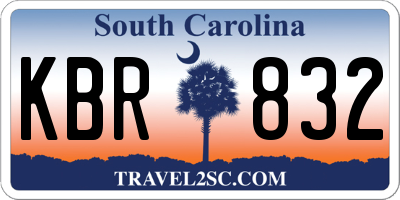 SC license plate KBR832