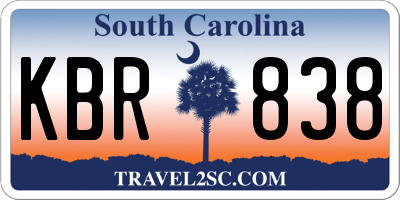 SC license plate KBR838
