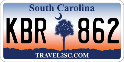 SC license plate KBR862