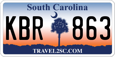 SC license plate KBR863