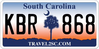 SC license plate KBR868