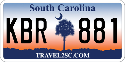 SC license plate KBR881