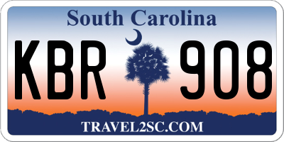 SC license plate KBR908