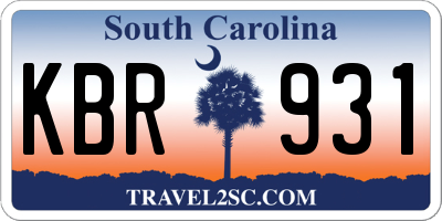 SC license plate KBR931