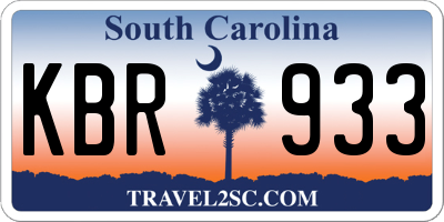 SC license plate KBR933