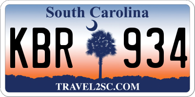SC license plate KBR934