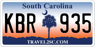SC license plate KBR935