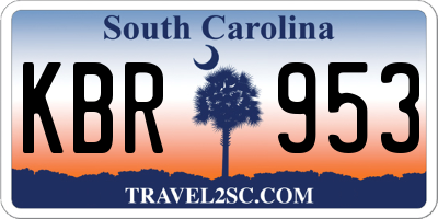 SC license plate KBR953