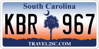 SC license plate KBR967