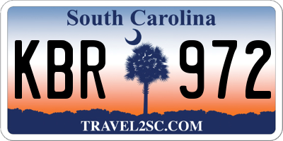 SC license plate KBR972