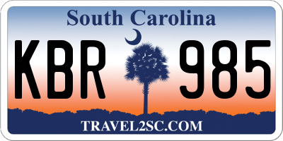 SC license plate KBR985