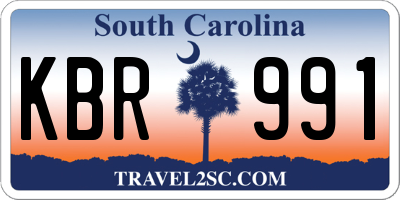 SC license plate KBR991