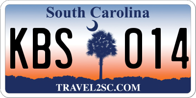 SC license plate KBS014