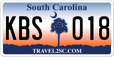 SC license plate KBS018