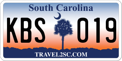 SC license plate KBS019