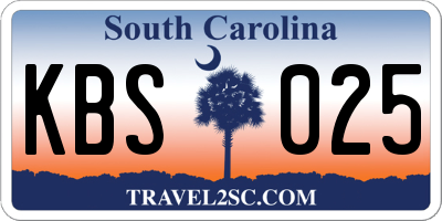 SC license plate KBS025