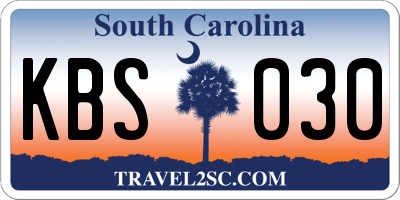 SC license plate KBS030