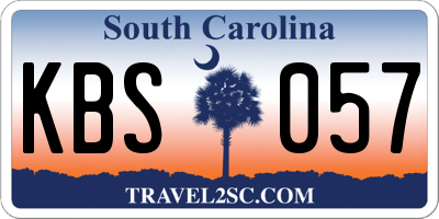 SC license plate KBS057