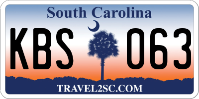 SC license plate KBS063
