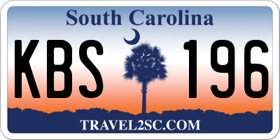 SC license plate KBS196