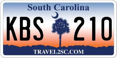 SC license plate KBS210