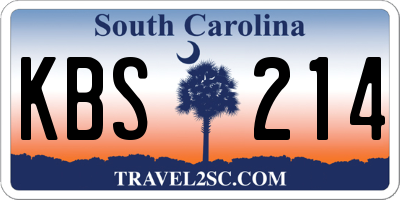 SC license plate KBS214