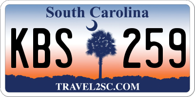 SC license plate KBS259