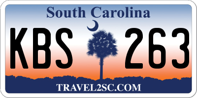 SC license plate KBS263