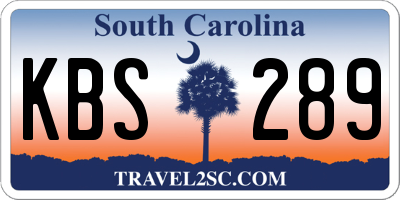 SC license plate KBS289
