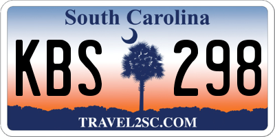 SC license plate KBS298