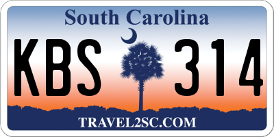 SC license plate KBS314