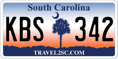 SC license plate KBS342