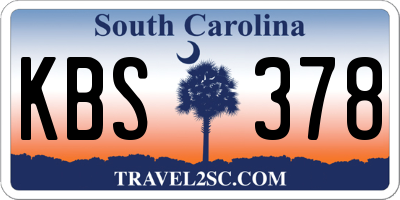 SC license plate KBS378