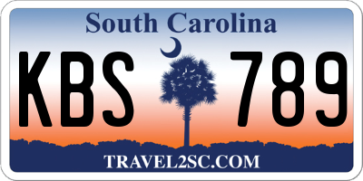 SC license plate KBS789