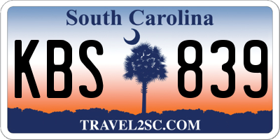 SC license plate KBS839