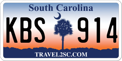 SC license plate KBS914