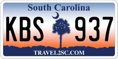 SC license plate KBS937