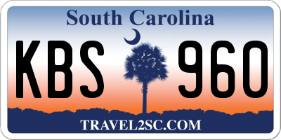 SC license plate KBS960