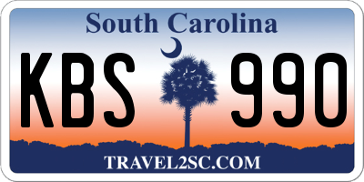 SC license plate KBS990