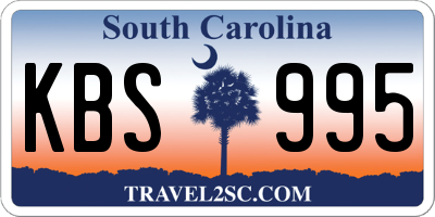 SC license plate KBS995
