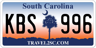 SC license plate KBS996