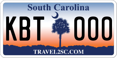 SC license plate KBT000