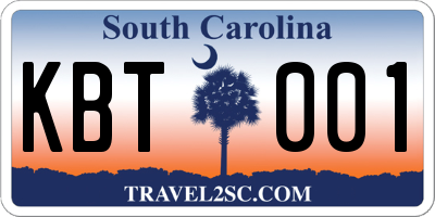SC license plate KBT001