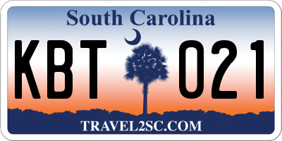 SC license plate KBT021
