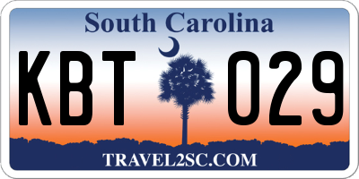 SC license plate KBT029