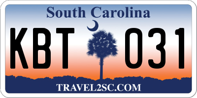 SC license plate KBT031