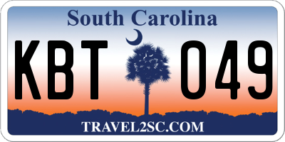 SC license plate KBT049