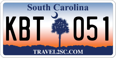 SC license plate KBT051