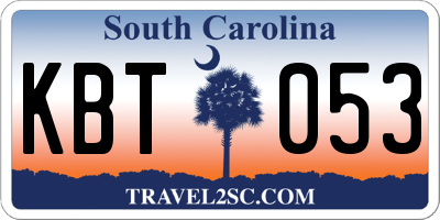 SC license plate KBT053
