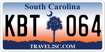 SC license plate KBT064